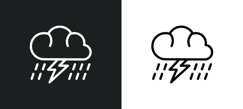 thunder cloud icon isolated in white and black colors. thunder cloud outline vector icon from meteorology collection for web, mobile apps and ui.