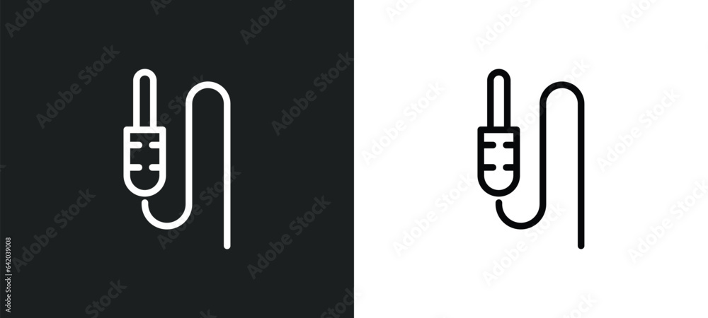 Poster jack connector icon isolated in white and black colors. jack connector outline vector icon from musi