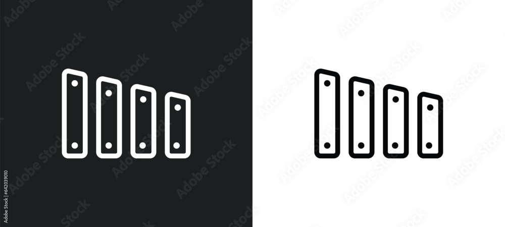 Poster marimba icon isolated in white and black colors. marimba outline vector icon from music collection f