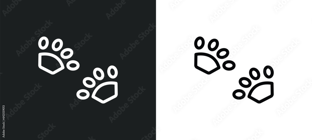 Poster four toe footprint icon isolated in white and black colors. four toe footprint outline vector icon f