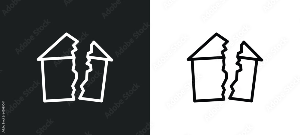 Poster damaged icon isolated in white and black colors. damaged outline vector icon from nature collection 