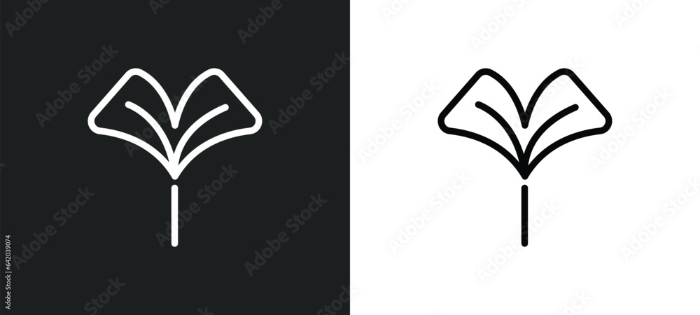 Aufkleber ginkgo icon isolated in white and black colors. ginkgo outline vector icon from nature collection fo