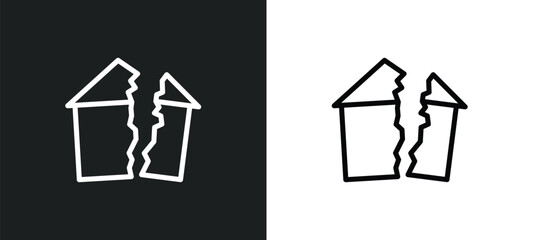 damaged icon isolated in white and black colors. damaged outline vector icon from nature collection for web, mobile apps and ui.