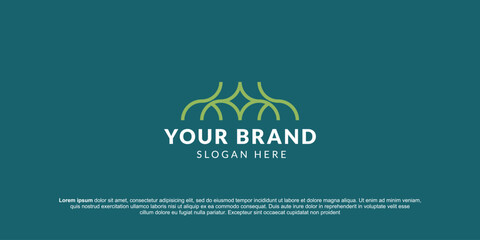 Creative abstract mangrove roots on teal background vector logo design template.