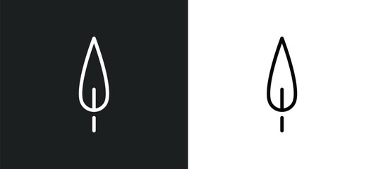 lanceolate icon isolated in white and black colors. lanceolate outline vector icon from nature collection for web, mobile apps and ui.