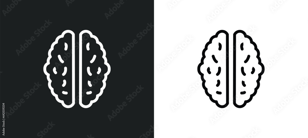 Poster human brian icon isolated in white and black colors. human brian outline vector icon from nature col