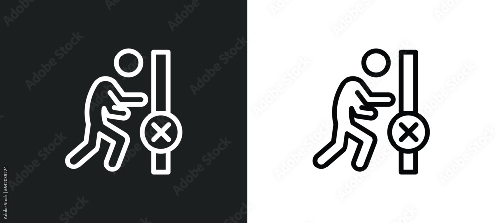 Poster no push icon isolated in white and black colors. no push outline vector icon from shapes collection 