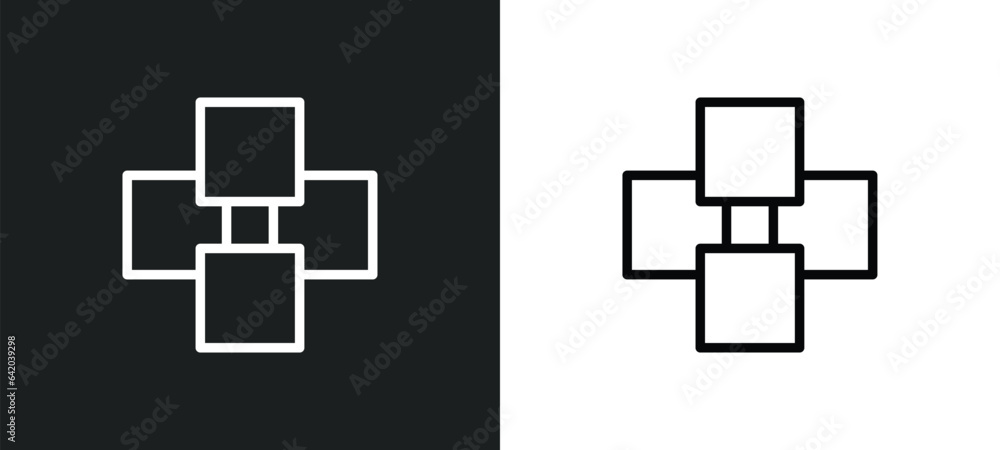 Poster four squares icon isolated in white and black colors. four squares outline vector icon from shapes c