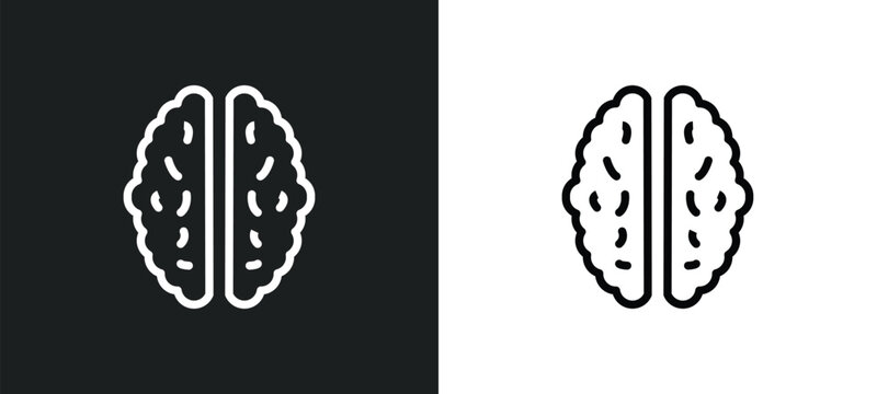 human brian icon isolated in white and black colors. human brian outline vector icon from nature collection for web, mobile apps and ui.