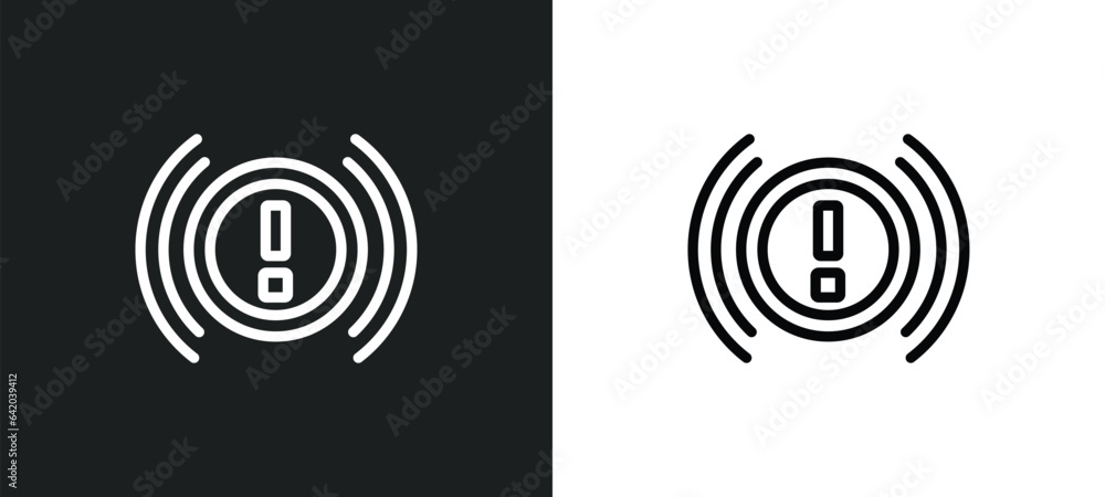Poster brake system warning icon isolated in white and black colors. brake system warning outline vector ic