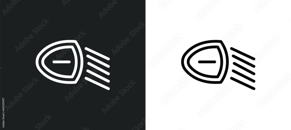 Poster low beam icon isolated in white and black colors. low beam outline vector icon from shapes collectio