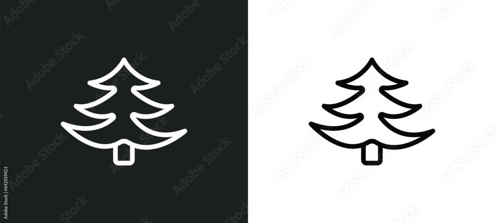 Poster christmas tree with star icon isolated in white and black colors. christmas tree with star outline v