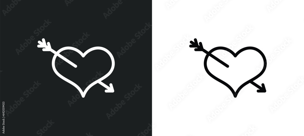 Canvas Prints heart pierced by an arrow icon isolated in white and black colors. heart pierced by an arrow outline - Canvas Prints