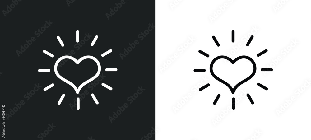 Poster heart with shine icon isolated in white and black colors. heart with shine outline vector icon from 