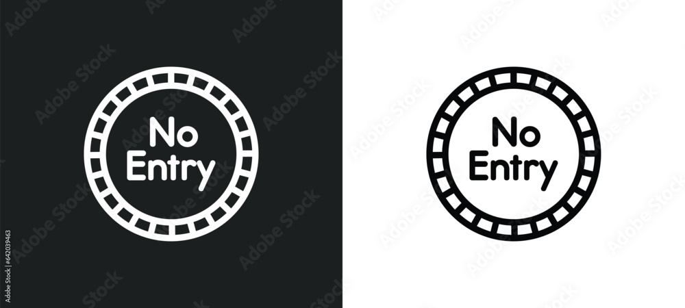 Poster no entry icon isolated in white and black colors. no entry outline vector icon from signs collection
