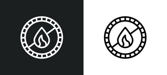 no fire icon isolated in white and black colors. no fire outline vector icon from signs collection for web, mobile apps and ui.