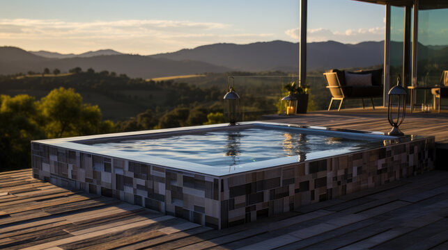 Generative ai illustration of beautiful outdoor jacuzzi