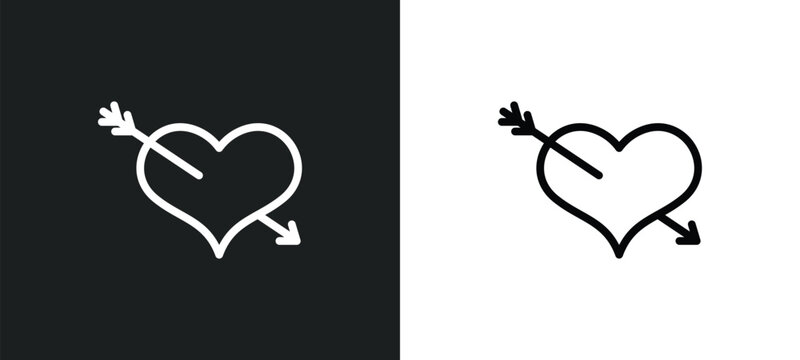 heart pierced by an arrow icon isolated in white and black colors. heart pierced by an arrow outline vector icon from shapes collection for web, mobile apps and ui.