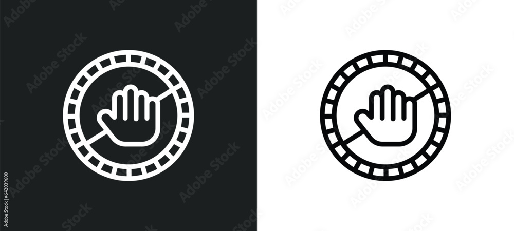 Aufkleber no touch icon isolated in white and black colors. no touch outline vector icon from signs collection
