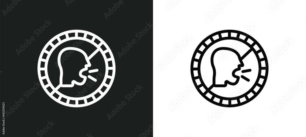 Poster no shouting icon isolated in white and black colors. no shouting outline vector icon from signs coll