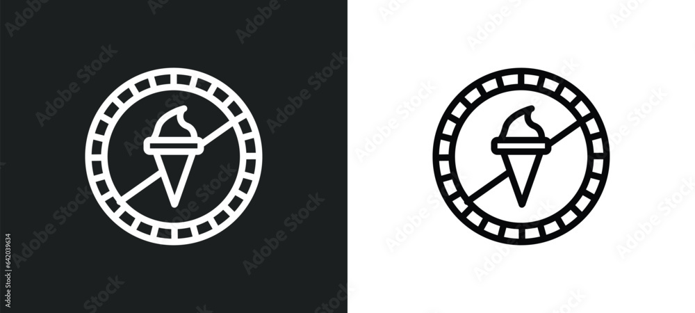 Poster no ice cream icon isolated in white and black colors. no ice cream outline vector icon from signs co