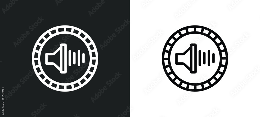 Poster noise icon isolated in white and black colors. noise outline vector icon from signs collection for w