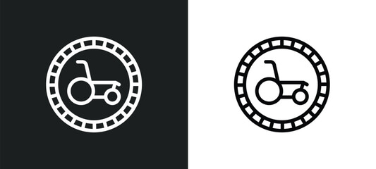 wheelchair icon isolated in white and black colors. wheelchair outline vector icon from signs collection for web, mobile apps and ui.
