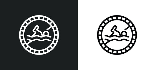 no swimming icon isolated in white and black colors. no swimming outline vector icon from signs collection for web, mobile apps and ui.
