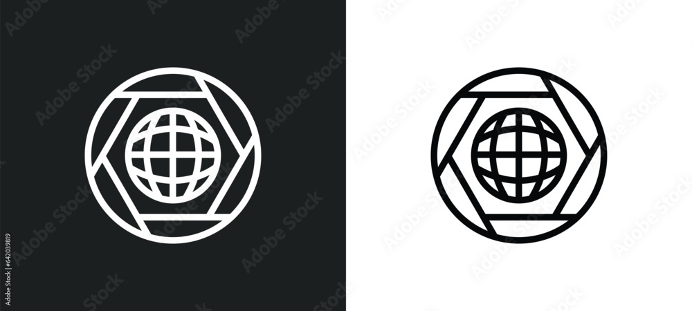 Poster world grid icon isolated in white and black colors. world grid outline vector icon from signs collec