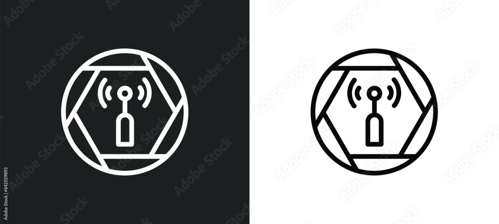 Poster wireless receptor icon isolated in white and black colors. wireless receptor outline vector icon fro