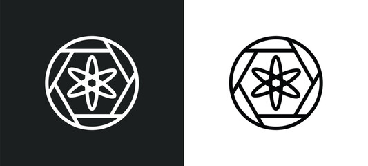 atom icon isolated in white and black colors. atom outline vector icon from signs collection for web, mobile apps and ui.