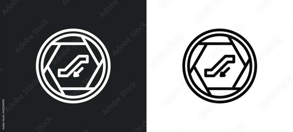Poster or going down icon isolated in white and black colors. or going down outline vector icon from signs 