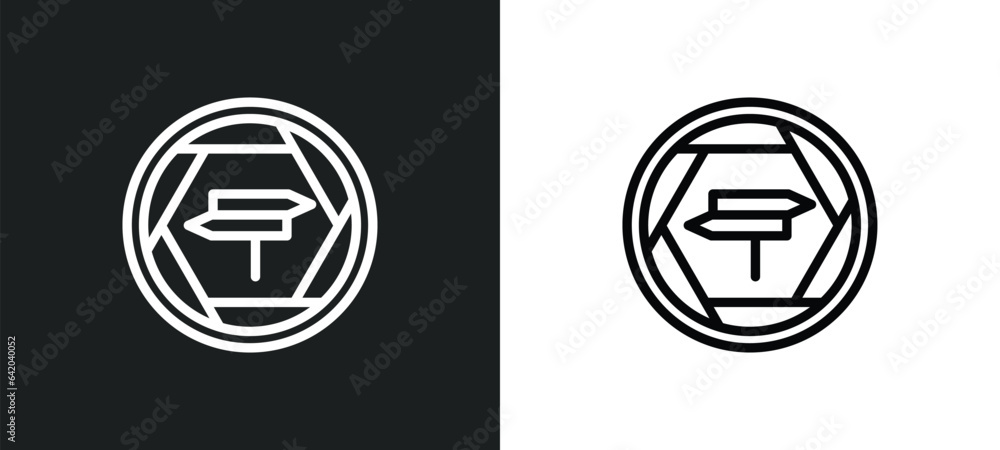 Poster directional icon isolated in white and black colors. directional outline vector icon from signs coll