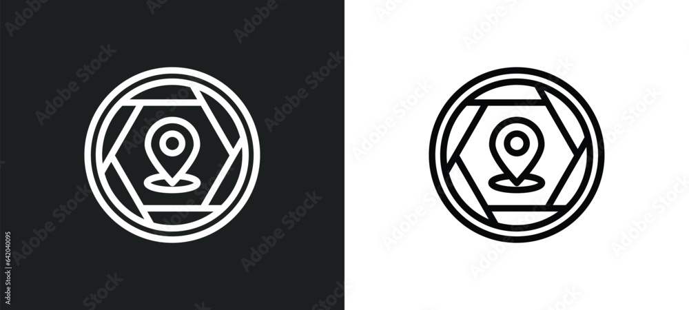 Poster location pin icon isolated in white and black colors. location pin outline vector icon from signs co