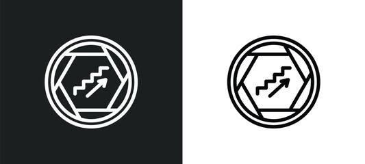 ascending stairs icon isolated in white and black colors. ascending stairs outline vector icon from signs collection for web, mobile apps and ui.