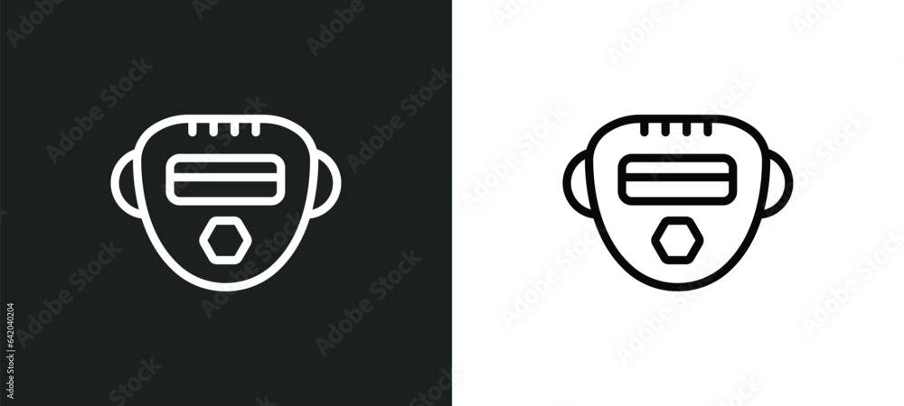 Poster face shield icon isolated in white and black colors. face shield outline vector icon from technology