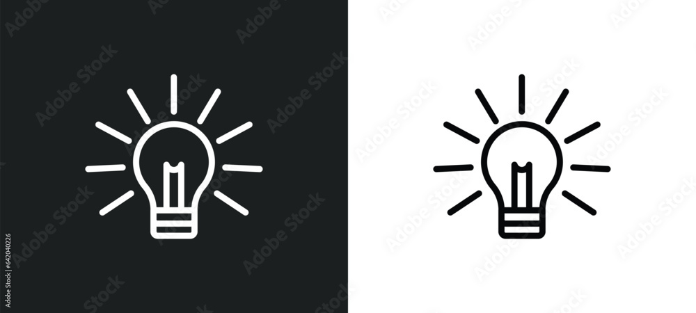 Poster light on icon isolated in white and black colors. light on outline vector icon from technology colle