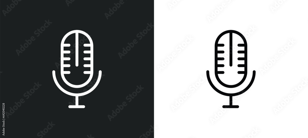Poster radio microphone icon isolated in white and black colors. radio microphone outline vector icon from 