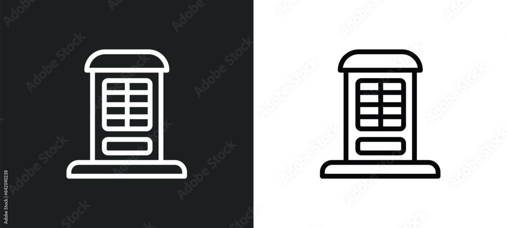 Poster phone box icon isolated in white and black colors. phone box outline vector icon from technology col