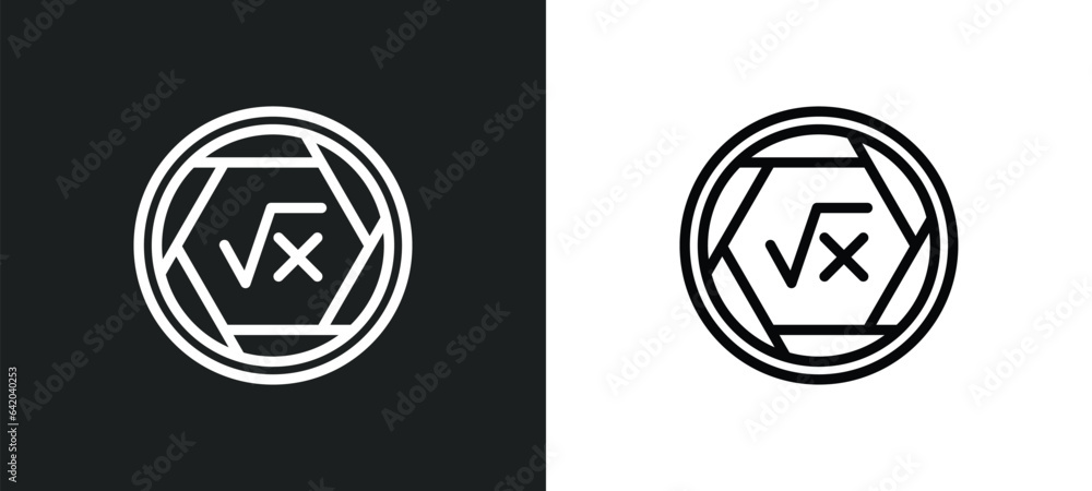 Poster square root of x icon isolated in white and black colors. square root of x outline vector icon from 