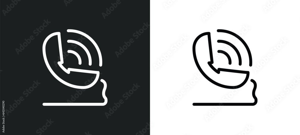 Poster telephone receiver icon isolated in white and black colors. telephone receiver outline vector icon f