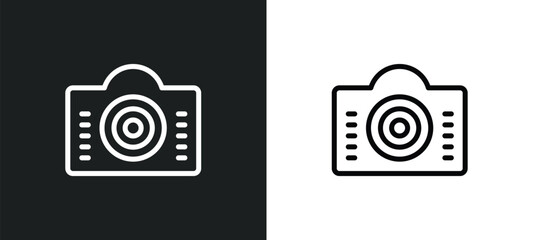 photograph camera icon isolated in white and black colors. photograph camera outline vector icon from technology collection for web, mobile apps and ui.