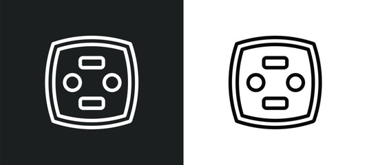 electric socket on fire icon isolated in white and black colors. electric socket on fire outline vector icon from technology collection for web, mobile apps and ui.