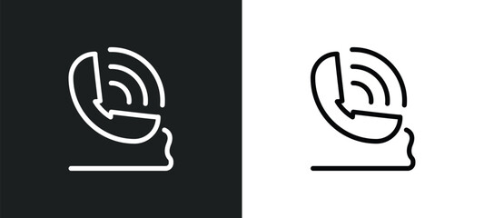telephone receiver icon isolated in white and black colors. telephone receiver outline vector icon from technology collection for web, mobile apps and ui. - obrazy, fototapety, plakaty