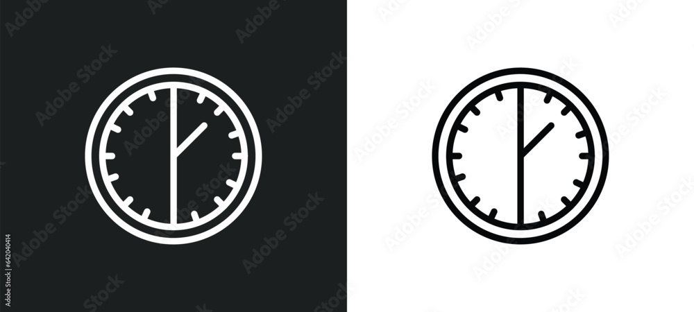 Aufkleber half hour icon isolated in white and black colors. half hour outline vector icon from technology col