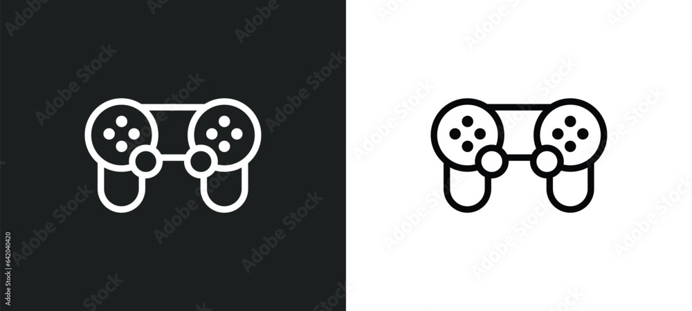 Poster antique gamepad icon isolated in white and black colors. antique gamepad outline vector icon from te