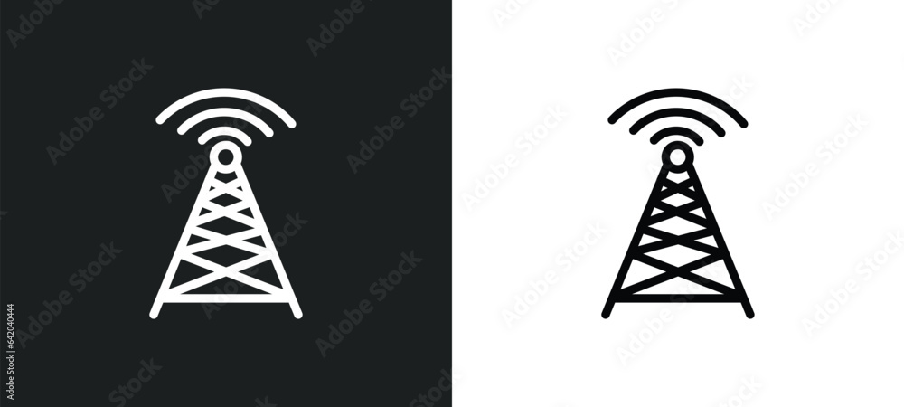 Poster antenna icon isolated in white and black colors. antenna outline vector icon from technology collect
