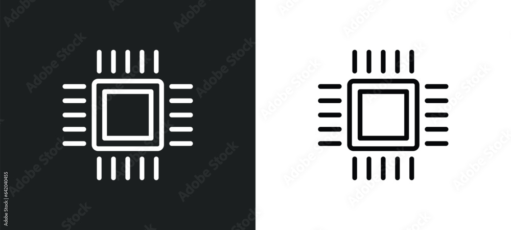 Poster big chip icon isolated in white and black colors. big chip outline vector icon from technology colle