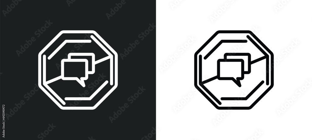 Poster no chatting icon isolated in white and black colors. no chatting outline vector icon from traffic si