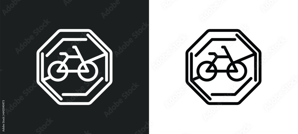 Poster no bicycle icon isolated in white and black colors. no bicycle outline vector icon from traffic sign